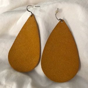 Nickel & Suede Leather Suede Earrings in Yellow!